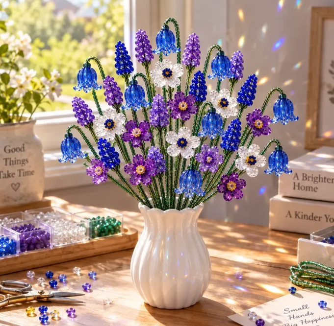 🌼✨DIY Beaded Wildflower Bouquet Kit – Handmade Crystal Flower Craft Set🌸✨