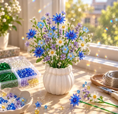 🌼✨DIY Beaded Wildflower Bouquet Kit – Handmade Crystal Flower Craft Set🌸✨