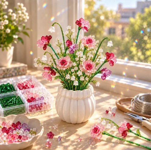 🌼✨DIY Beaded Wildflower Bouquet Kit – Handmade Crystal Flower Craft Set🌸✨