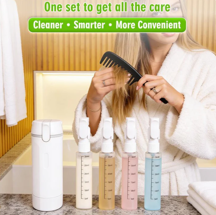 4-in-1 Travel Toiletry Dispenser – Compact, Leak-Proof & Refillable
