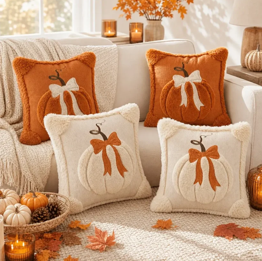 Limited-Time Fall Offer – Cozy 3D Bow Pumpkin Pillow Cover