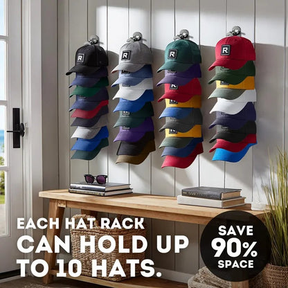 Hat Rack For Wall - Baseball Cap Organizer Holds Up To 20 Hats
