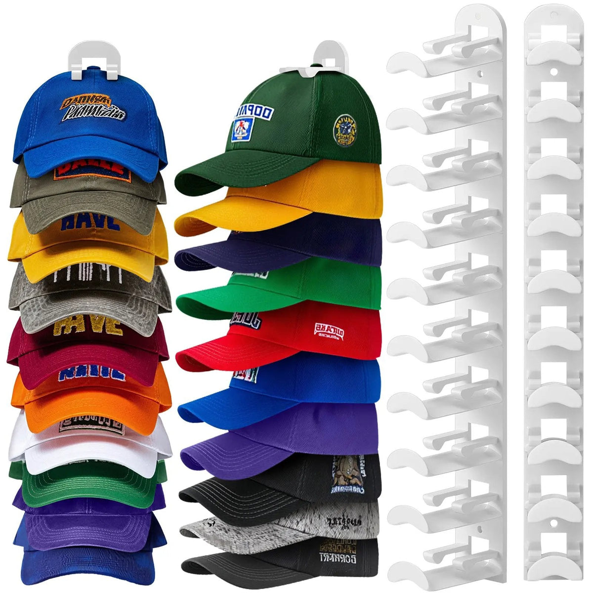 Hat Rack For Wall - Baseball Cap Organizer Holds Up To 20 Hats