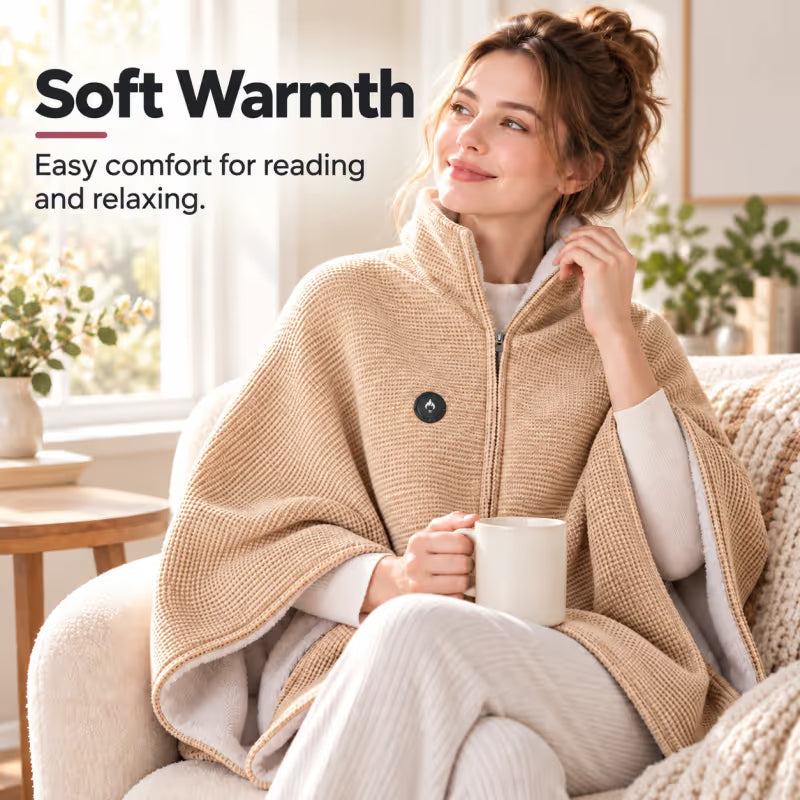 🔥🔥🔥8-Zone Heated Blanket & Wearable Shawl – 3 Heat Levels, USB Powered