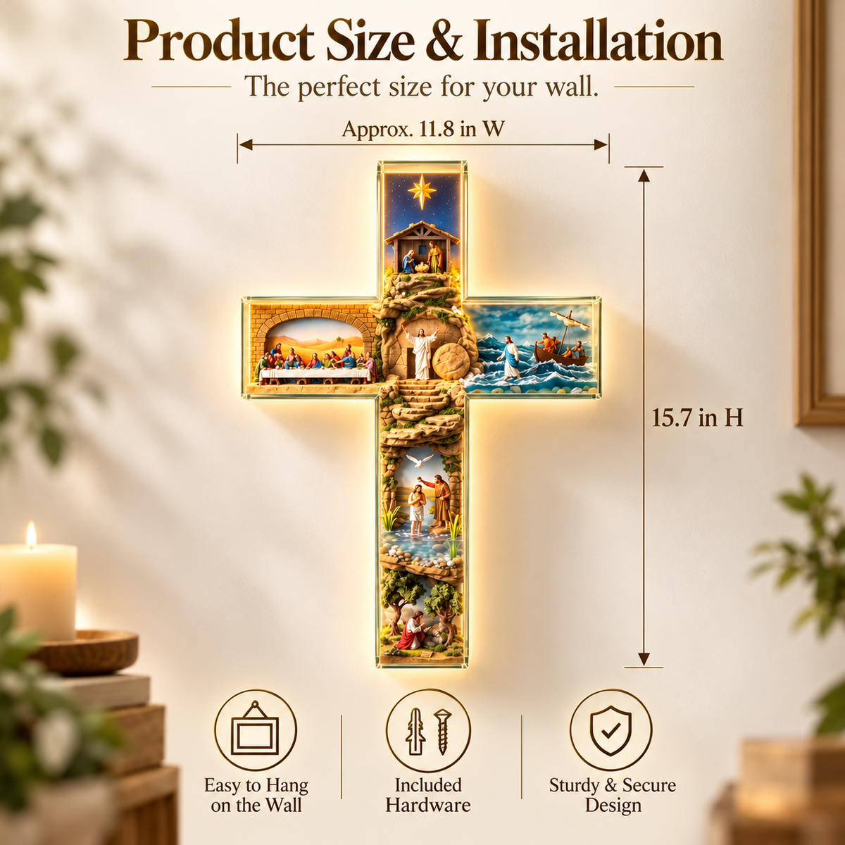 ✝️🎁The Vigil Cross™ – Illuminated Biblical Story Wall Cross