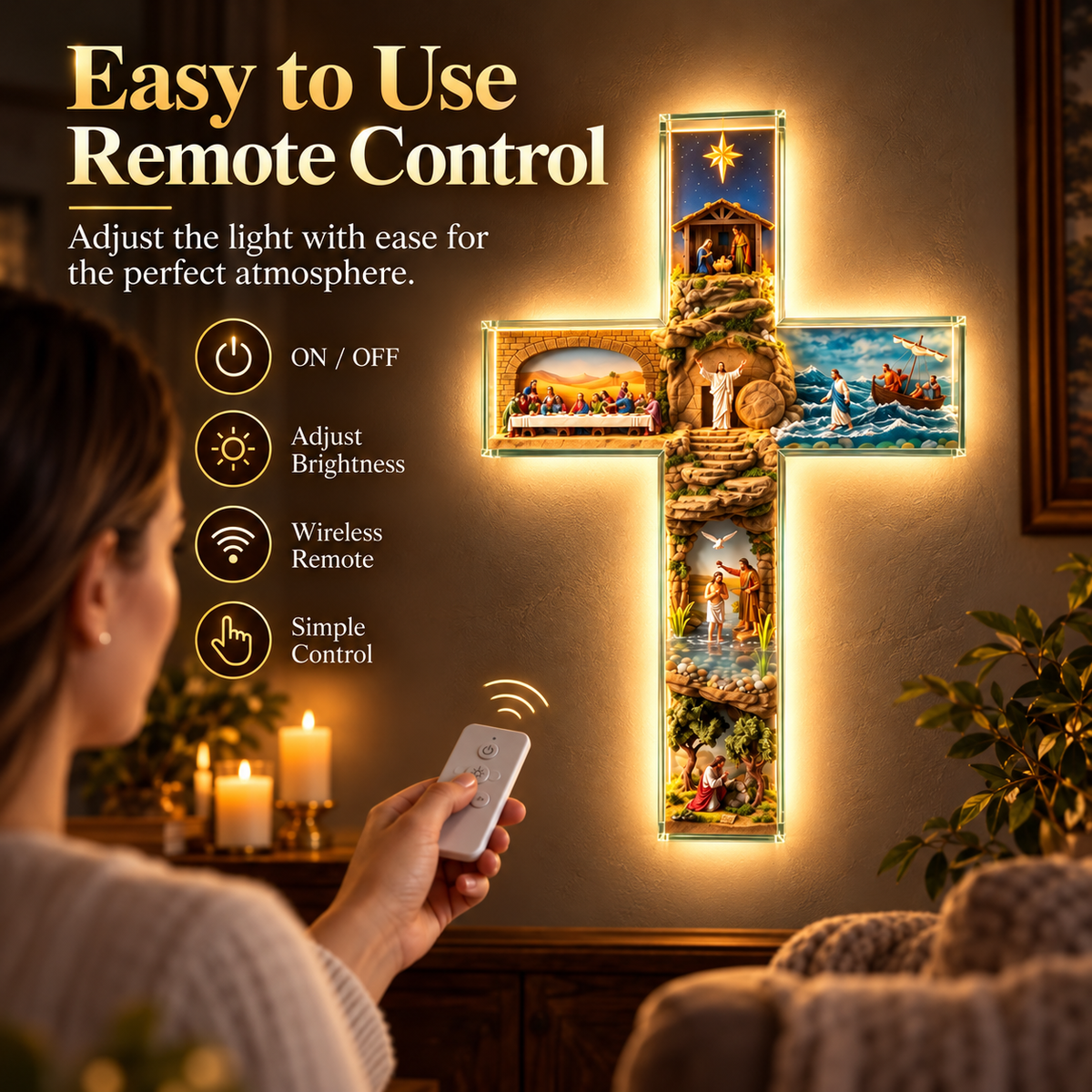 ✝️🎁The Vigil Cross™ – Illuminated Biblical Story Wall Cross