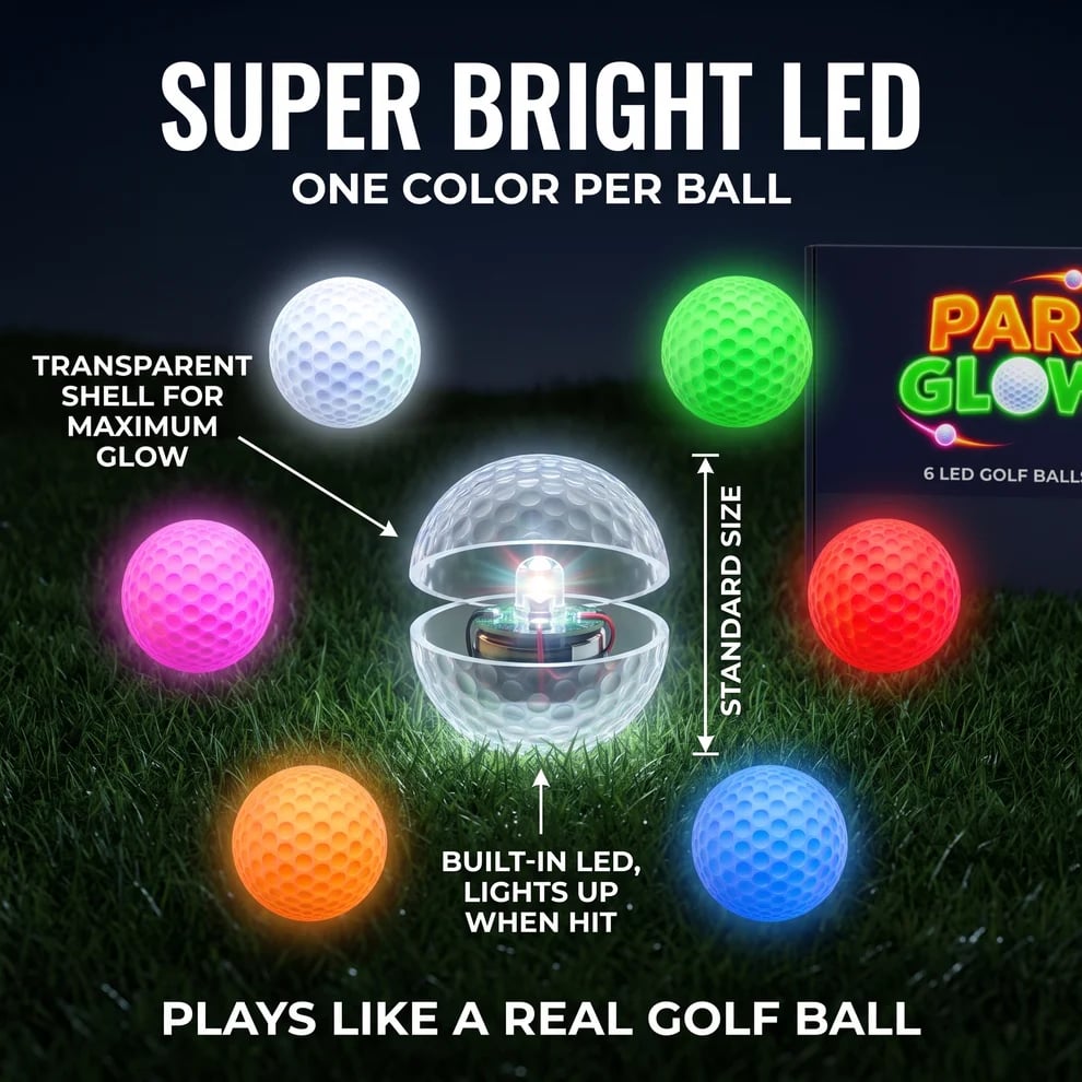 ⛳ LED Golf Balls for Night Play – 6 Pack