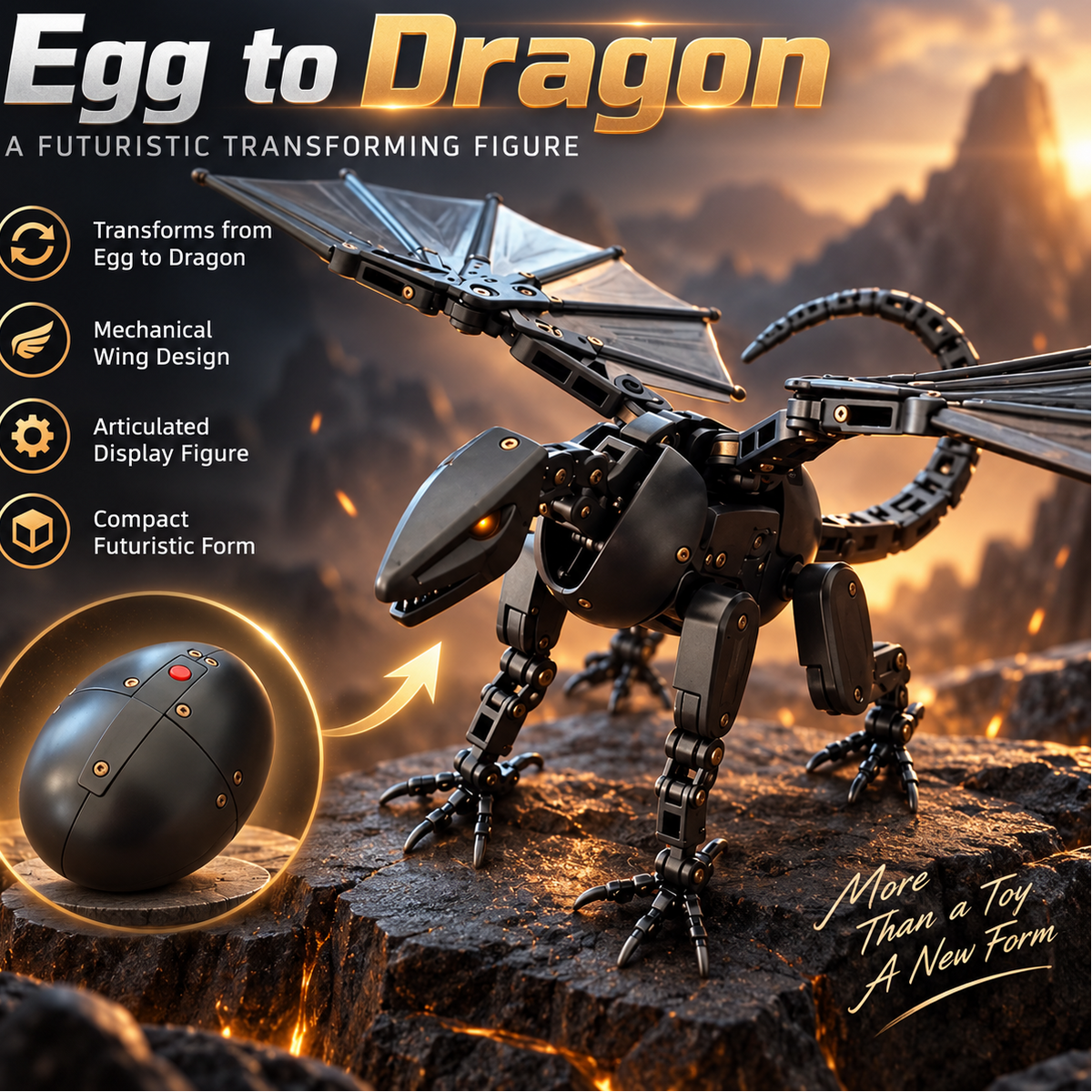 🥚🐉 DragonMorph – Egg to Dragon Transforming Mechanical Toy
