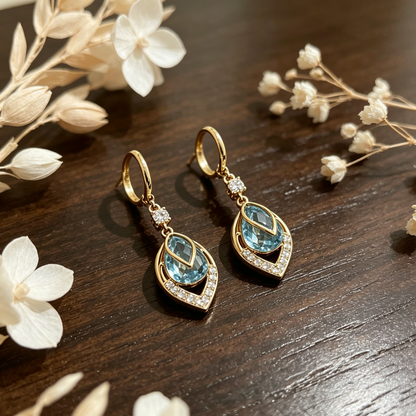 Sky Blue Drop Dangle Hoop Earrings