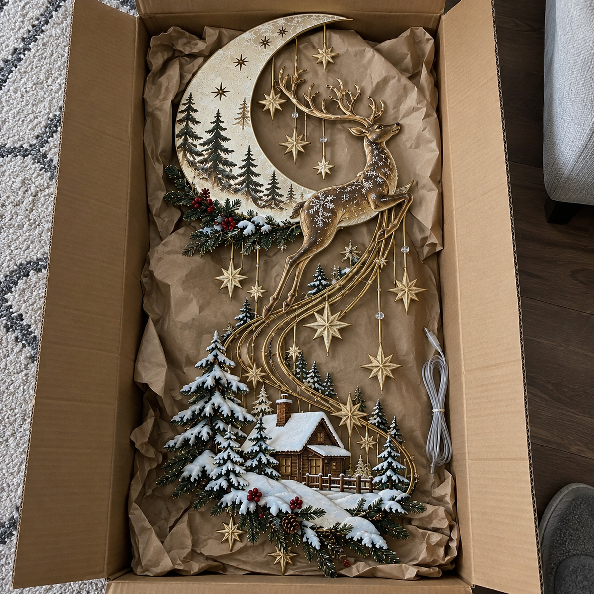 Reindeer Under the Starry Sky™ – Cozy Christmas Cabin