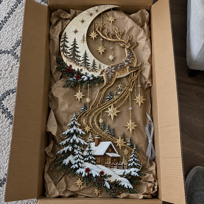 Reindeer Under the Starry Sky™ – Cozy Christmas Cabin