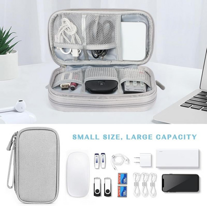 Cable Organizer Bag,Double Layer TravelPouch For Chargers,Cords & Tech Accessories