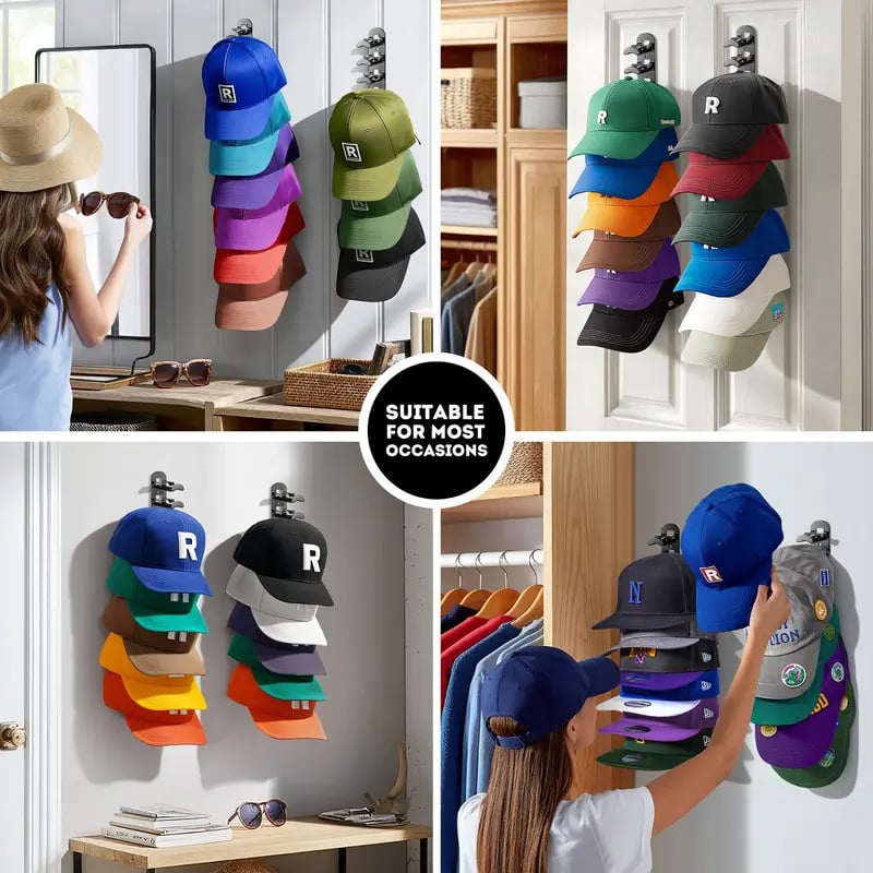 Hat Rack For Wall - Baseball Cap Organizer Holds Up To 20 Hats