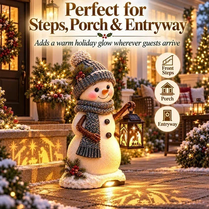 ⛄ Last Day 49% Snowman Nativity Glow™ – Solar Christmas Step Light with Holy Family Projection