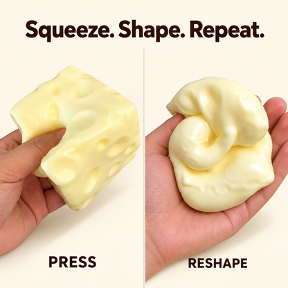 ✋ No-Rebound Cheese Squishy Cube | Squeeze, Shape & Fidget