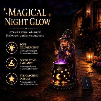 Halloween Witch Glowing Cauldron Solar Light
