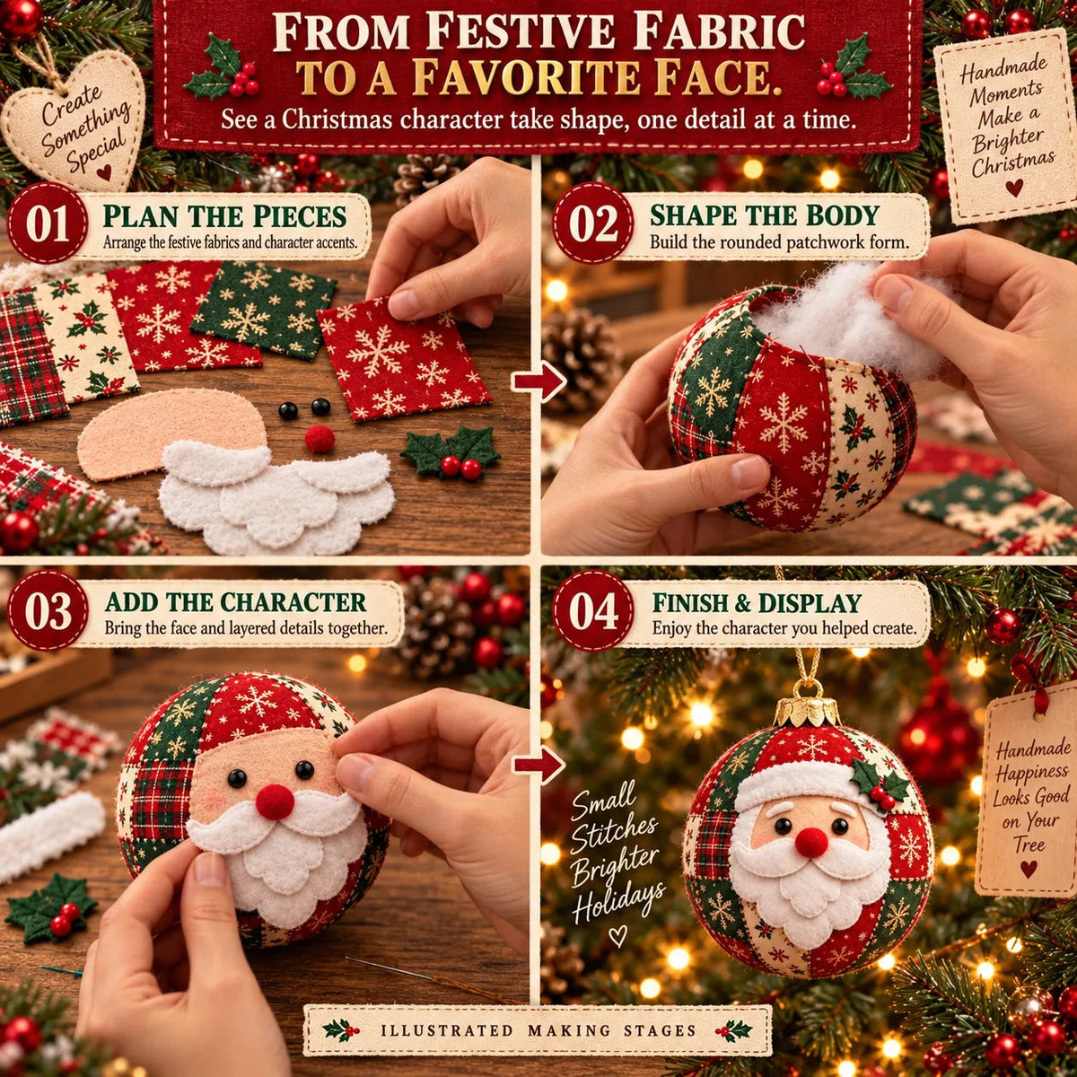 🎄Beginner-Friendly Cozy Patchwork Christmas Ornament Collection | 8 Festive Character Designs for Trees, Wreaths & Holiday Gifts ✨