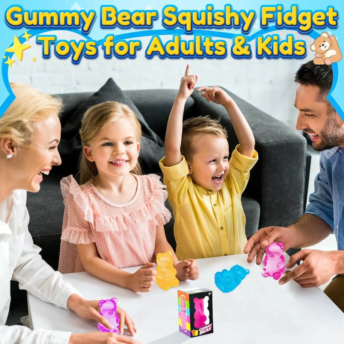 1/4 Counts Gummy Bear - Sensory Fidget Toywith Jelly-Like Filling, Squeeze Toys, StressToys, Stress Relief Toys, Fidget Toy, BirthdayGifts, Gift Bag Stuffing