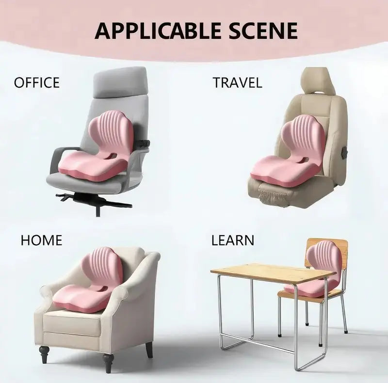 ✨Sit More Comfortably — Ergonomic Memory Foam Seat & Lumbar Support Cushion