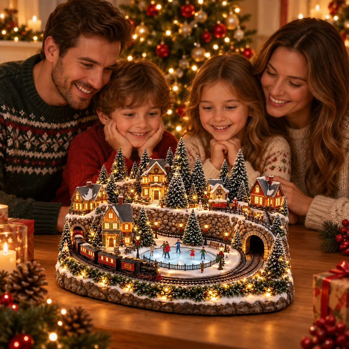 🎄 Lighted & Animated Christmas Village Collection – Magical Moving Holiday Display ✨