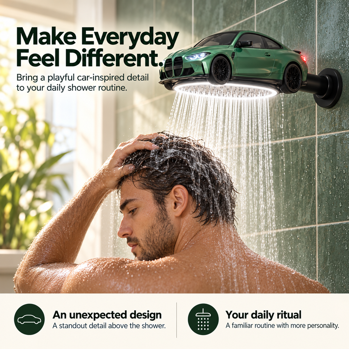🚗✨ AutoFlow™ Car-Shaped LED Rainfall Shower Head – Luxury Automotive Design & Spa-Style Shower Experience