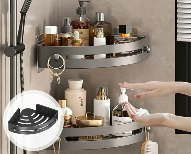 No punching triangle bathroom storage rack