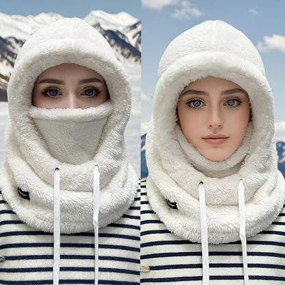 2026 Women's Fleece Hooded Winter Cycling Mask and Hat for Cold Weather