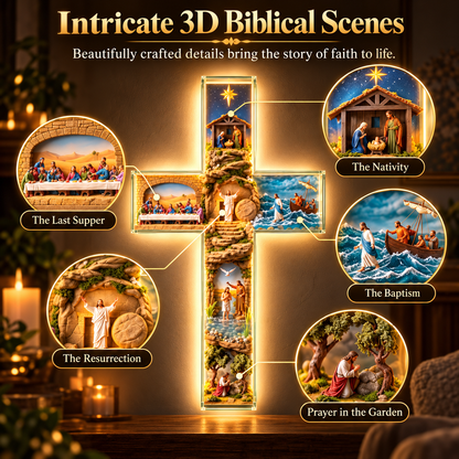 ✝️🎁The Vigil Cross™ – Illuminated Biblical Story Wall Cross