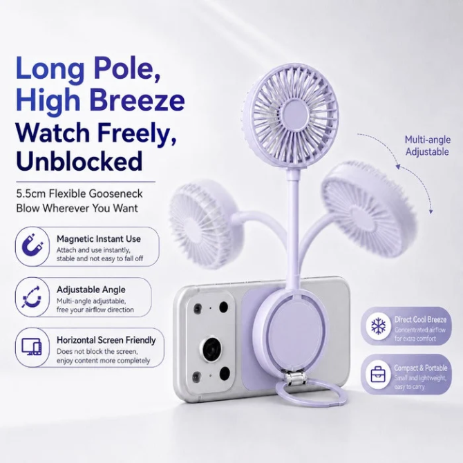 Hands-Free Magnetic Phone Fan