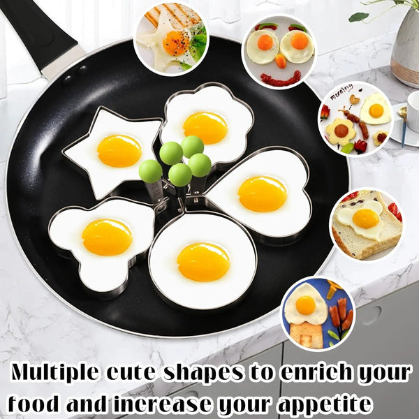 5 Counts Set Fried Egg Rings Molds - Multifunctional Breakfast Tool