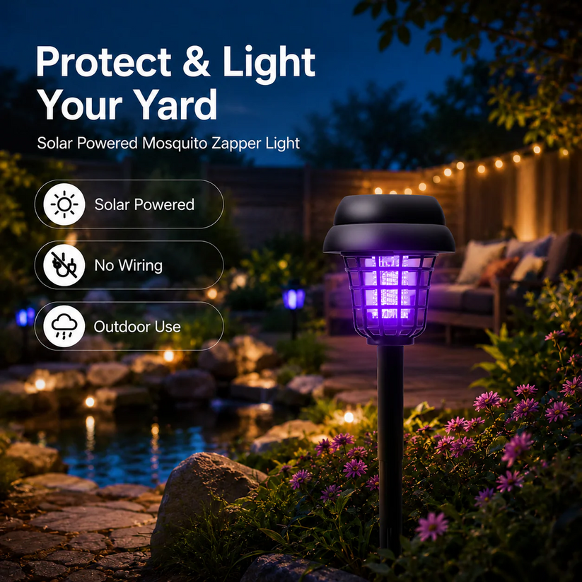 Solar-Powered Mosquito Killer Lamp-Outdoor Solar LED Mosquito Killer Garden Lamp
