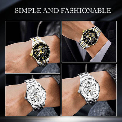 🔥Men's Waterproof Roman Skeleton Automatic Mechanical Watch