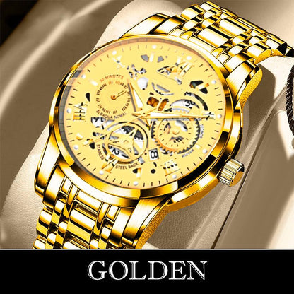 🔥Men's Waterproof Roman Skeleton Automatic Mechanical Watch
