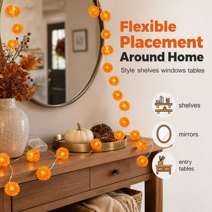 Artificial Marigold Flower Led String Light – Perfect For Day Of The Dead & Halloween