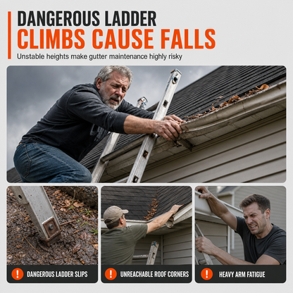 🔥 UPGRADED VERSION 🔧 LIMITED‑TIME 50% OFF! ✨ No-Climb Gutter Cleaning Tool