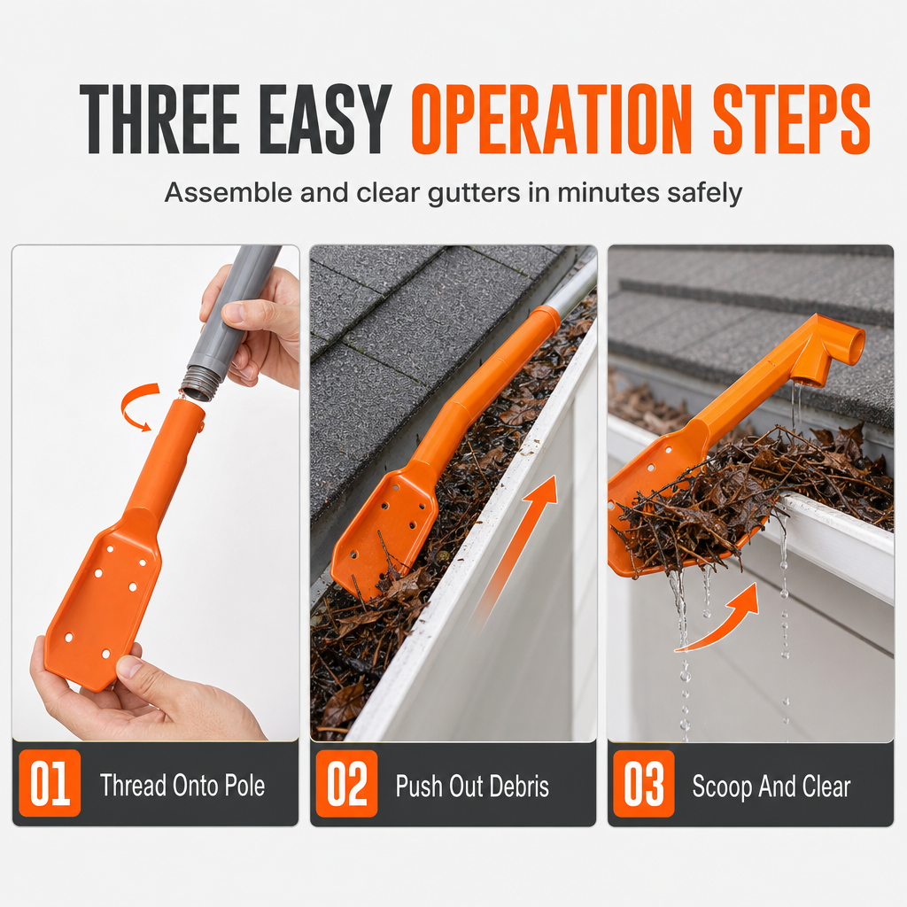 🔥 UPGRADED VERSION 🔧 LIMITED‑TIME 50% OFF! ✨ No-Climb Gutter Cleaning Tool