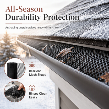 🍃 Thickened Gutter Guard Mesh Roll – 15cm × 6m Leaf Filter Net with 10 Fixing Pegs