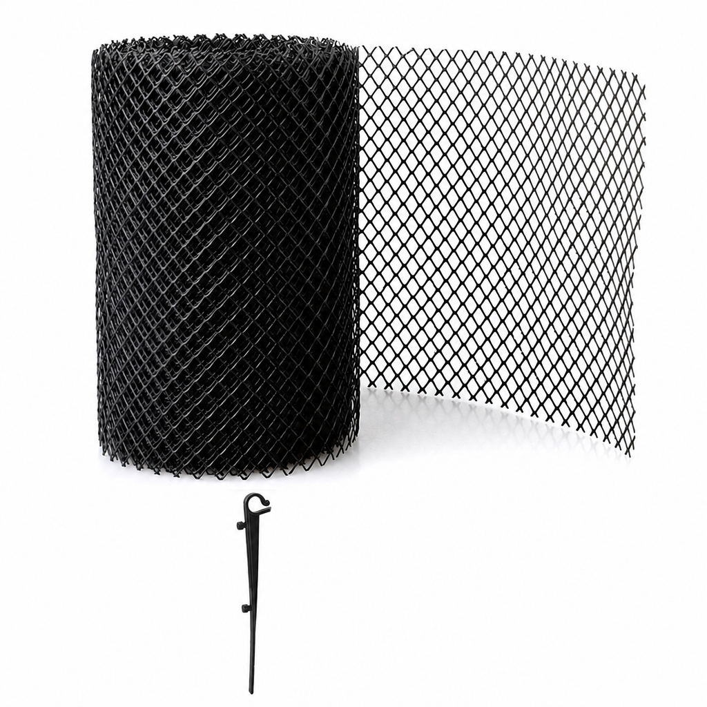 🍃 Thickened Gutter Guard Mesh Roll – 15cm × 6m Leaf Filter Net with 10 Fixing Pegs