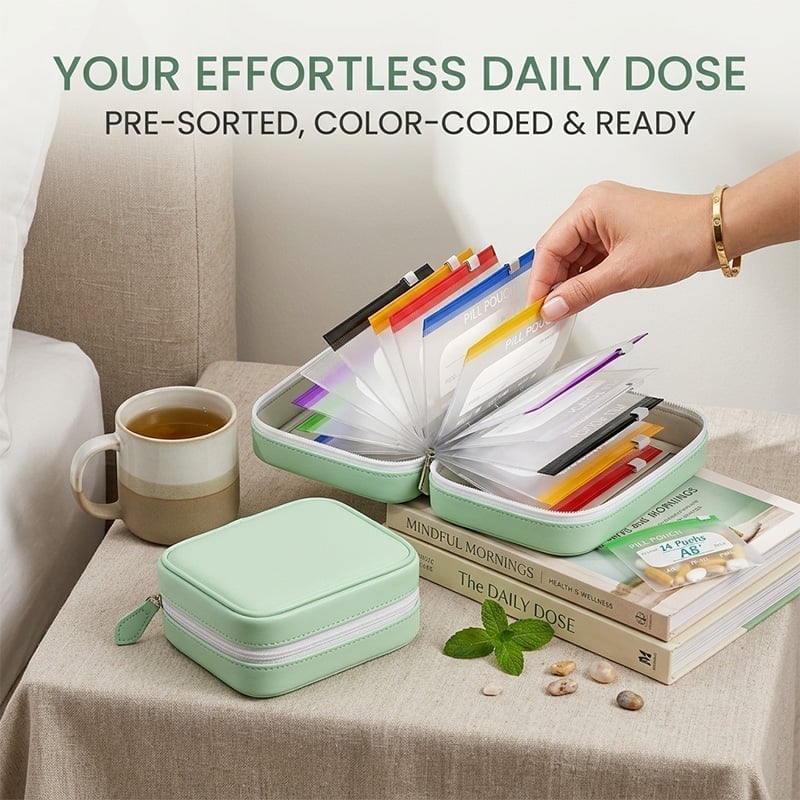 Premium Waterproof PU Travel Pill Organizer Set